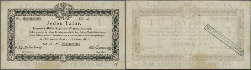 Poland: 1 Taler 1810 P. A2, used with several light folds in paper, no holes or ...