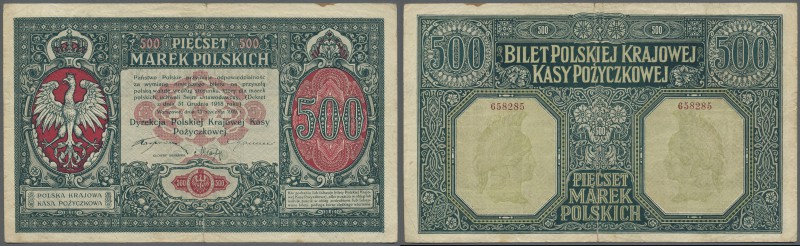 Poland: 500 Marek Polskich 1919, P.18, nice and attractive rare note with a few ...