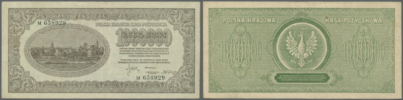 Poland: 1 Million Marek Polskich 1923, P.37, vertically folded, some other minor...