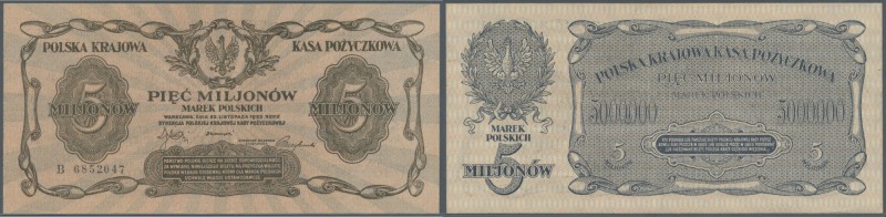 Poland: 5 Million Marek Polskich 1923, P.38, rare note in nice condition, vertic...