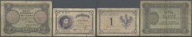 Poland: 1 Zloty 1919 and 2 Zlote 1925, P.47, 51, both in F- condition with many folds, stained paper and several small border tears (2 pcs.)