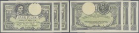Poland: Set of 3 CONSECUTIVE banknotes 500 Zlotych 1919 P. 58 from number #0963446 to #0963448, all 3 notes with light center bend and minor stain at ...