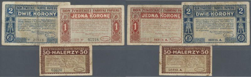 Poland: set of 3 notes local issue for Zywiec containing 50 Halerzy, 1 and 2 Kor...