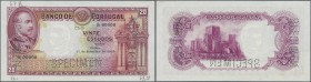Portugal: 20 Escudos 1929 SPECIMEN, P.143s in perfect condition except a very soft vertical bend at center and the pencil annotations along the border...