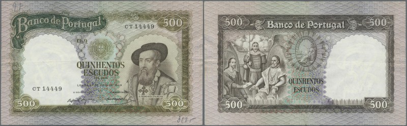 Portugal: 500 Escudos 1958, P.162, nice and attractive note with crisp paper and...