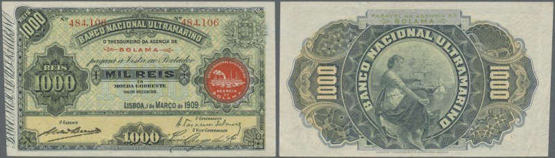 Portuguese Guinea: 1000 Reis 1909 P. 1A, light handling in paper, condition: XF+...
