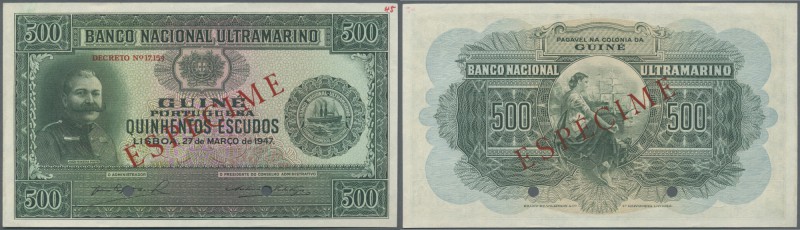 Portuguese Guinea: 500 Escuods 1947 Specimen P. 36s, 2 cancellation holes, w/o s...