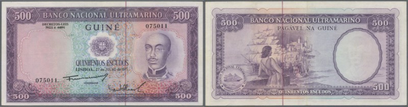 Portuguese Guinea: 500 Escudos 1971, P.43, very nice looking note with bright co...