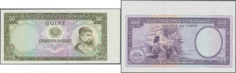 Portuguese Guinea: Set of 4 banknote proofs 50, 100 and 500 Escudos ND Proof P. ...