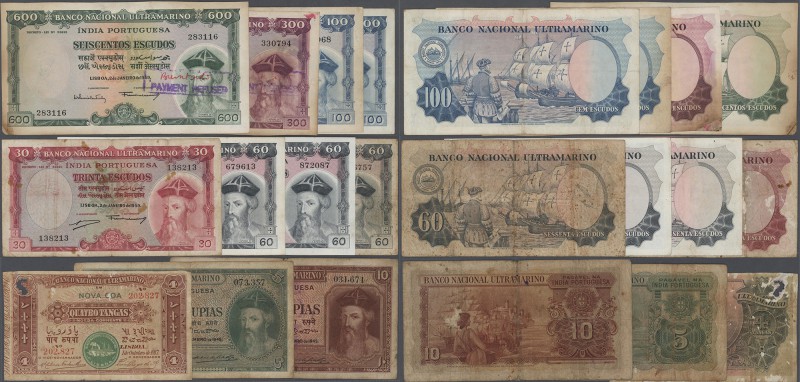 Portuguese India: very exceptional set with 11 Banknotes starting with the 4 Tan...