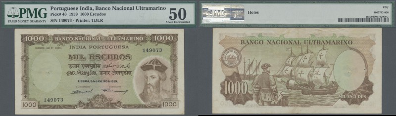 Portuguese India: Banco Nacional Ultramariono 1000 Escudos 1959, P.46, very rare...