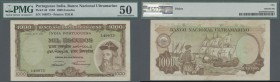 Portuguese India: Banco Nacional Ultramariono 1000 Escudos 1959, P.46, very rare high denomination note without cancellation holes, some small pinhole...
