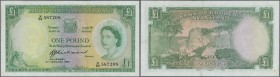 Rhodesia & Nyasaland: 1 Pound 1961 P. 21b in exceptional condition, light vertical and one verly light corner fold, no holes or tears, very crisp pape...