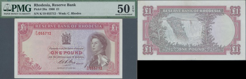 Rhodesia: 1 Pound 1966 P. 28a in condition: PMG graded 50 aUNC EPQ.