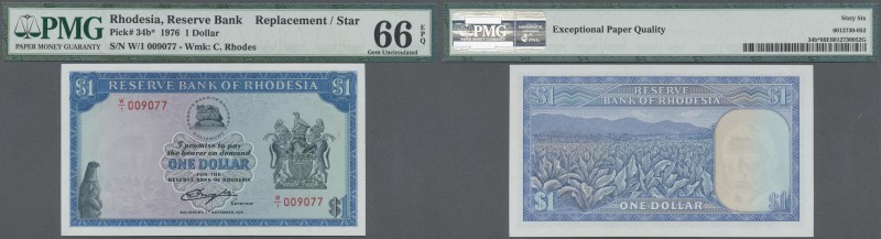 Rhodesia: 1 Dollar 1976 with watermark C.Rhodes and replacement series with seri...