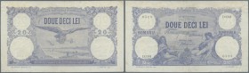 Romania: 20 Lei 1920 P. 20, residuals of former mounting at upper border on back, light folds and creases in paper, probably pressed, no holes, on min...
