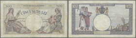 Romania: 500 Lei 1938 P. 28, used with stronger center fold, several other horizontal and vertical folds, light staining in paper, no holes or tears, ...