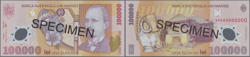 Romania: Banca Naţională a României 100.000 Lei 2001 polymer Specimen, P.114as i...
