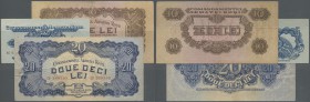 Romania: highly rare set with 5, 10 and 20 Lei Red Army Command 1944, P.M10-M12. 5 Lei in about XF condition, 10 and 20 Lei in about Fine (3 pcs.)