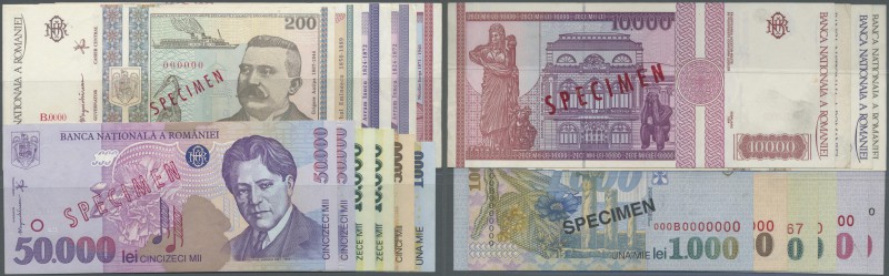 Romania: set of 11 Specimen notes containing 1000 Lei 1998 (UNC), 5000 Lei 1998 ...