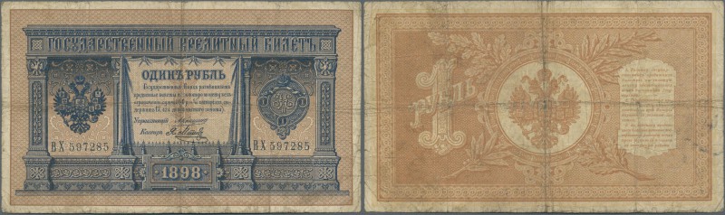 Russia: 1 Ruble 1898 sign. Konshin P. 1c, stronger used with several folds and c...