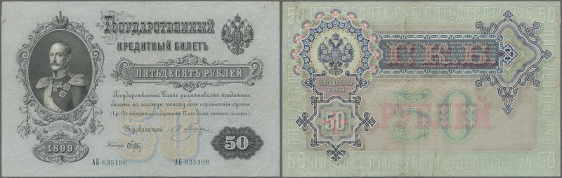 Russia: 50 Rubles 1899 with signatures: Pleske & Brut, P.8a with a few folds and...