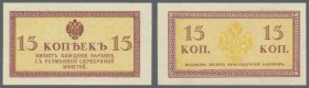 Russia: 15 Kopeks Treasury Small Change Note ND(1915), P.29, tiny edge bend at upper right corner and minor spots. Condition: XF