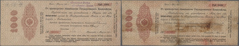Russia: pair with 2 x 1000 Rubles of the ”Petrograd” issue 1916-1918, P.31H with...