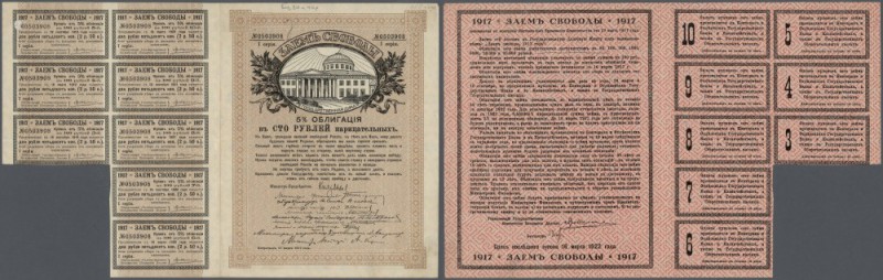 Russia: 100 Rubles 1917, Issued by the Provisional Government and the R.S.F.S.R....