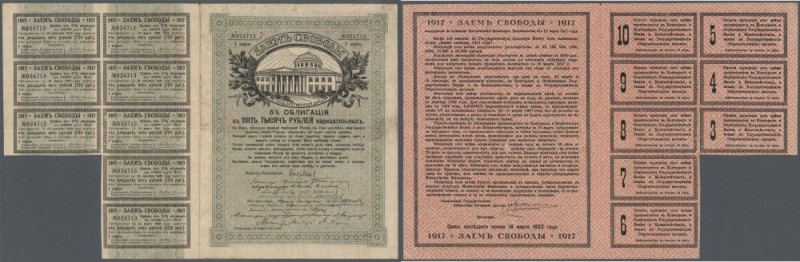 Russia: 5000 Rubles 1917, Issued by the Provisional Government and the R.S.F.S.R...