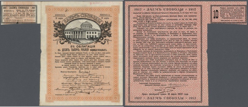 Russia: 10.000 Rubles 1917, Issued by the Provisional Government and the R.S.F.S...