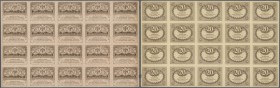 Russia: Uncut sheet with 20 x 20 Rubles ND(1917), P.38, so called ”Kerenskiy Ruble” issue in nice condition with some folds and tiny tears at right bo...