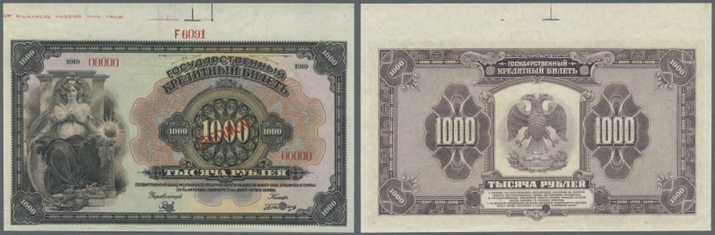 Russia: 1000 Rubles of the ”Allegorical Woman” Treasury Note Issue 1919 SPECIMEN...