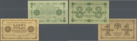 Russia: Pair with 1 and 3 Rubles State Credit Notes RSFSR 1918, P.86a, 87 in perfect UNC condition. (2 Banknotes)