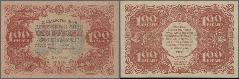 Russia: 100 Rubles 1922 P. 133 in condition: VF+.