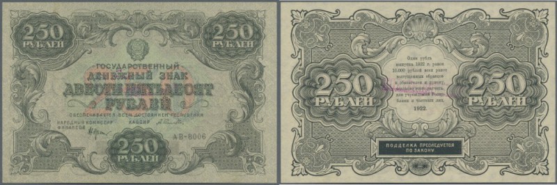 Russia: 250 Rubles 1922, P.134, very rare item in excellent, nearly perfect cond...