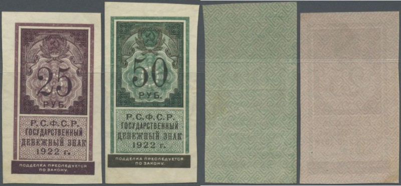 Russia: State Currency Notes 1922, pair with 25 and 50 Rubles, P.150, 151. Both ...