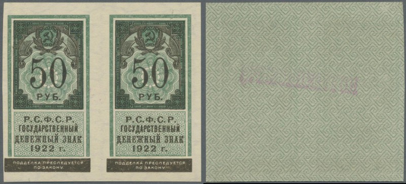 Russia: 2 uncut notes of 50 Rubles 1922 P. 151 in condition: UNC.
