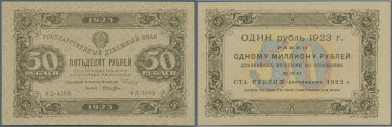 Russia: 50 Rubles 1923 from the first ”New Ruble” State Currency Notes - Text on...