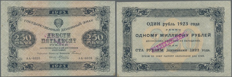 Russia: 250 Rubles 1923 P. 162, stamped on back, handling and creases in paper, ...