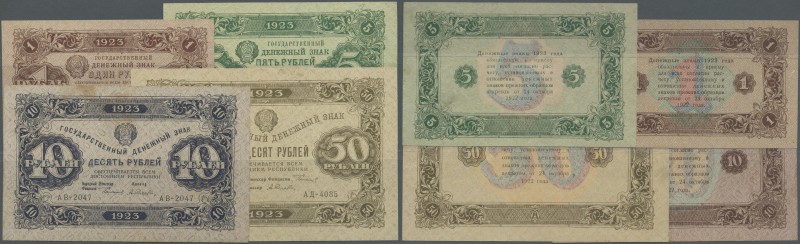 Russia: set of 4 notes containing 1, 5, 10 and 50 Rubles 1923 P. 163,164,165a,16...