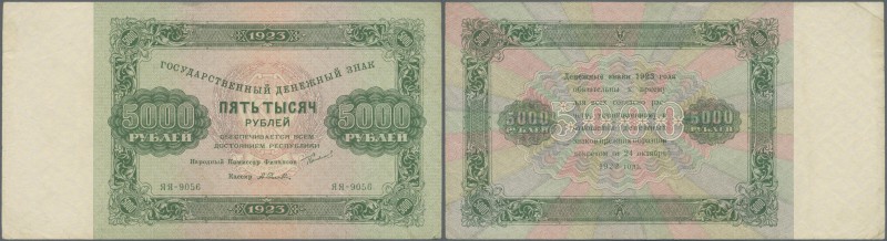 Russia: 5000 Rubles 1923 P. 171, light folds and handling in paper, no holes or ...