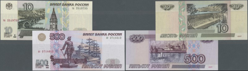 Russia: set of 2 notes 10 and 500 Rubles 1997 P. 268, 271 in condition: UNC. (2 ...