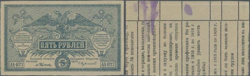 Russia: South Russia 5 Rubles 1920 P. 426c in condition: UNC.