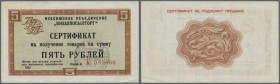 Russia: Vneshposyltorg - Foreign Exchange Certificates - no band issue 5 Rubles 1972, P.FX53d, very nice condition with slightly edge bend at lower le...