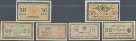 Russia: North Russia Chaikovskiy Government set with 3 Banknotes 10, 20 and 50 Kopeks, P.S131-133. 10 and 20 Kopeks in used condition with folds and s...