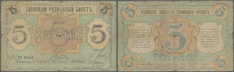 Russia: Northwest Russia, Pskov Mutual Credit Comapny 5 Rubles 1918, P.S213 in w...