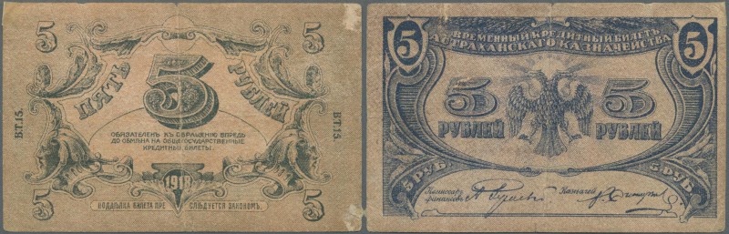 Russia: South Russia, Astrakhan Treasury, 5 Rubles 1918, P.S443 in used/well wor...