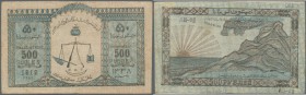 Russia: North Caucasian Emirate 500 Rubles 1919, P.S477a, nice used condition with some minor stains and several folds. Condition: VF