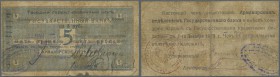Russia: North Caucasus, State Bank, Armavir Branch, 5 Rubles 1918, P.S479B in well worn condition with stained paper and several tears along the borde...